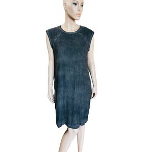 Helmut Lang Gray Acid Wash Cotton/Silk Blend Crepe Tank Dress Sz M Made in USA
